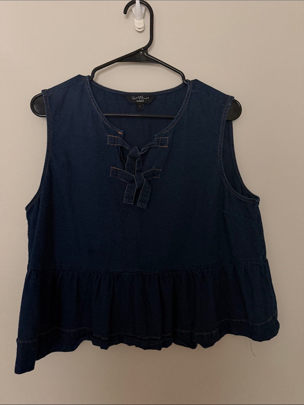 Velvet Heart Navy Sleeveless Peplum Tie-Front Top
